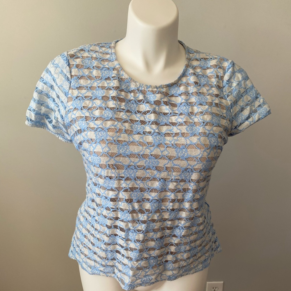 BCBG Striped Lace Top